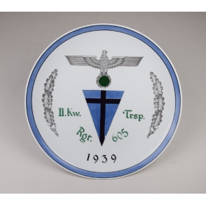 Meissen Porzellanteller "II. K.w. Trsp. Rgt. 605 1939"