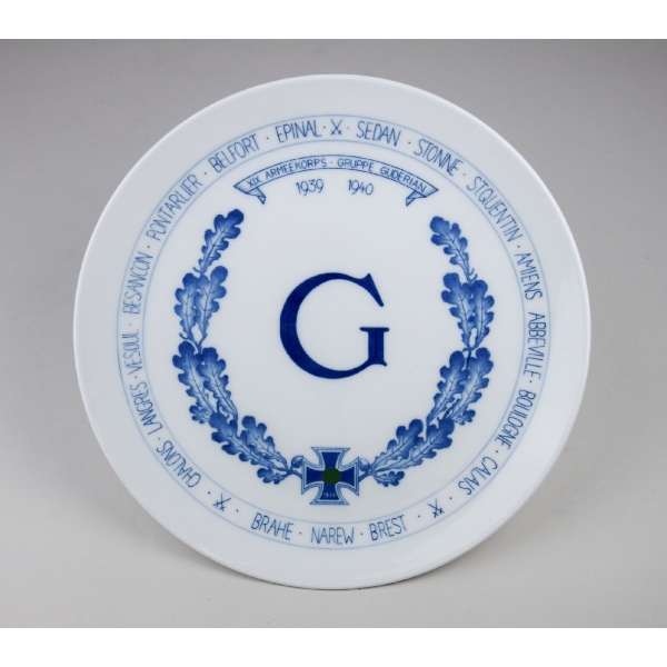 Meissen Porzellan Teller "XIX Armeekorps Gruppe Guderian" 1939-1940 selten!