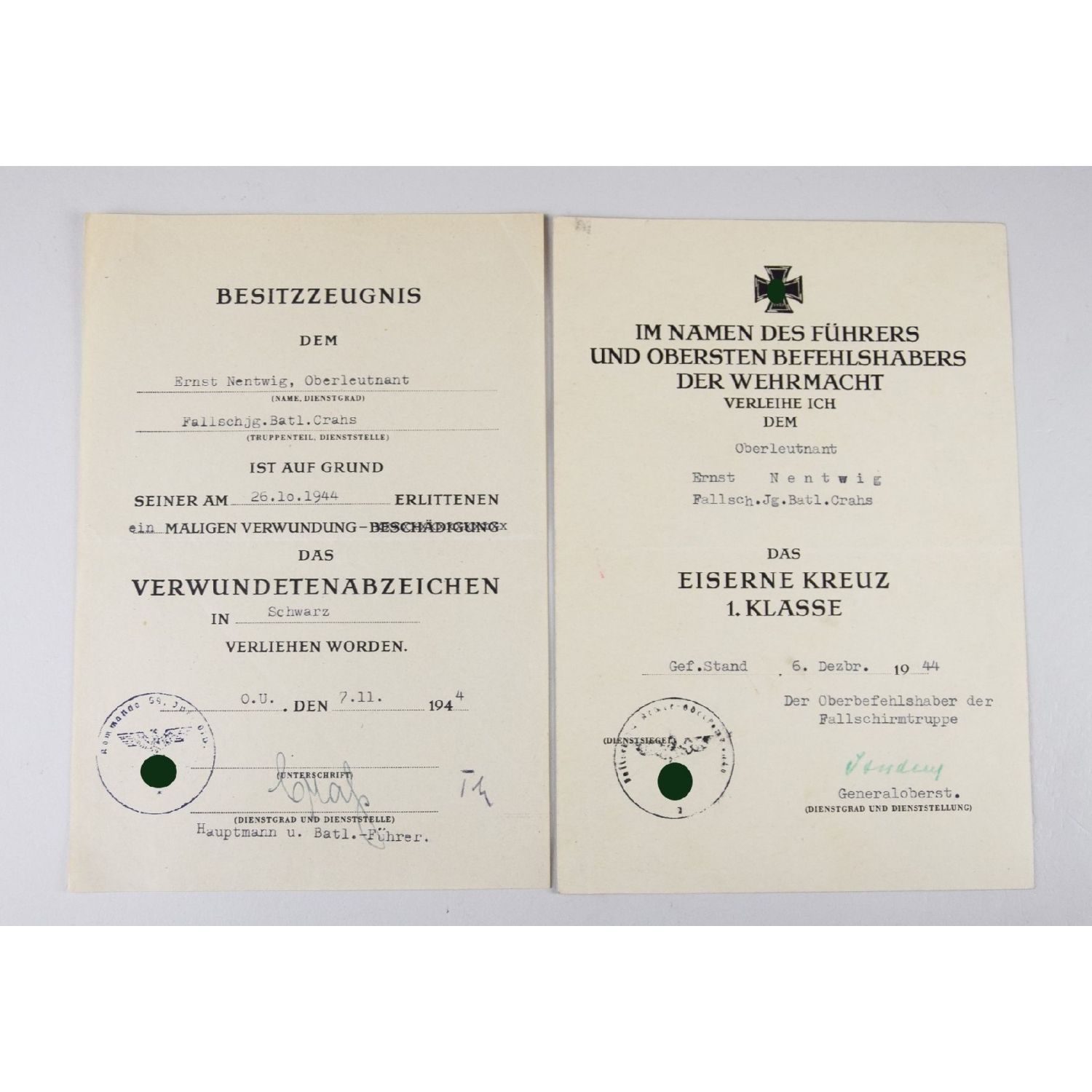 Luftwaffe Nachlass "Fallschirmjäger Batl. Crahs" mit Verleihung vom Panzerknacker (Sonderabzeichen), extrem selten! Luftwaffe Nachlass "Fallschirmjäger Batl. Crahs" mit Verleihung vom Panzerknacker (Sonderabzeichen), extrem selten!