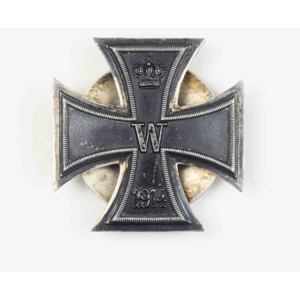 Eiserne Kreuz 1.Klasse 1914 an Schraubscheide 925er Silberstück AWS, selten!
