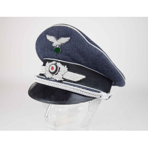 Luftwaffe Schirmmütze für Offiziere mit Herst. Verkaufsabteilung der Luftwaffe mit Trägernamen