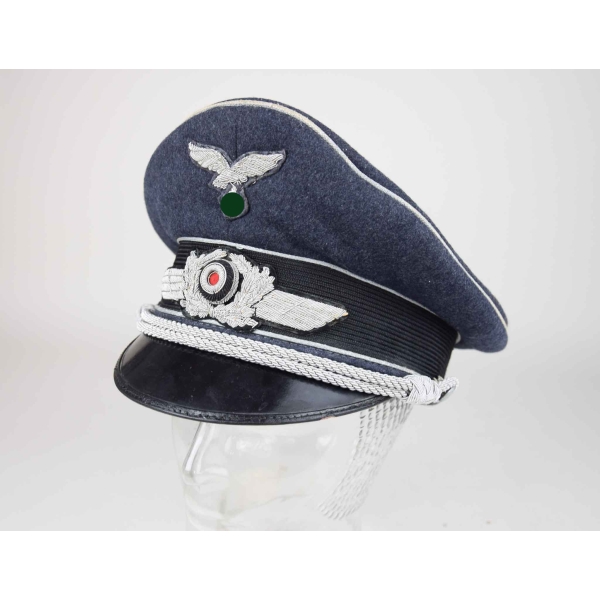 Luftwaffe Schirmmütze für Offiziere mit Herst. Verkaufsabteilung der Luftwaffe mit Trägernamen
