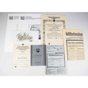 Kriegsmarine Nachlass 14. U.- Jagdflottille mit Wehrpass