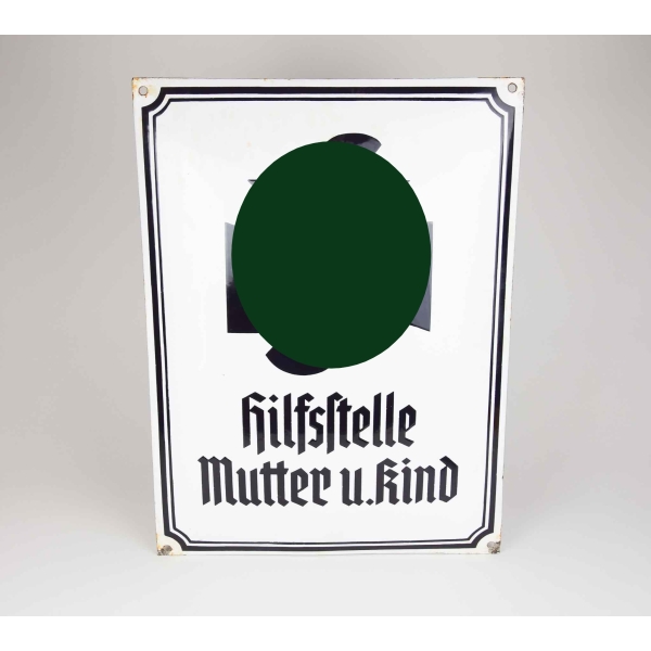 Emailleschild NSV "Hilfsstelle Mutter u. Kind"