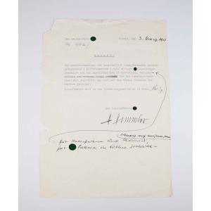 Befehlsschreiben von Reichsführer der SS Heinrich Himmler Genehmigung Ärmelzeichen 1938