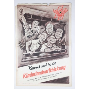 3.Reich Original Plakat Reichsjugendführung "Kommt mit in die Kinderlandverschickung" selten!
