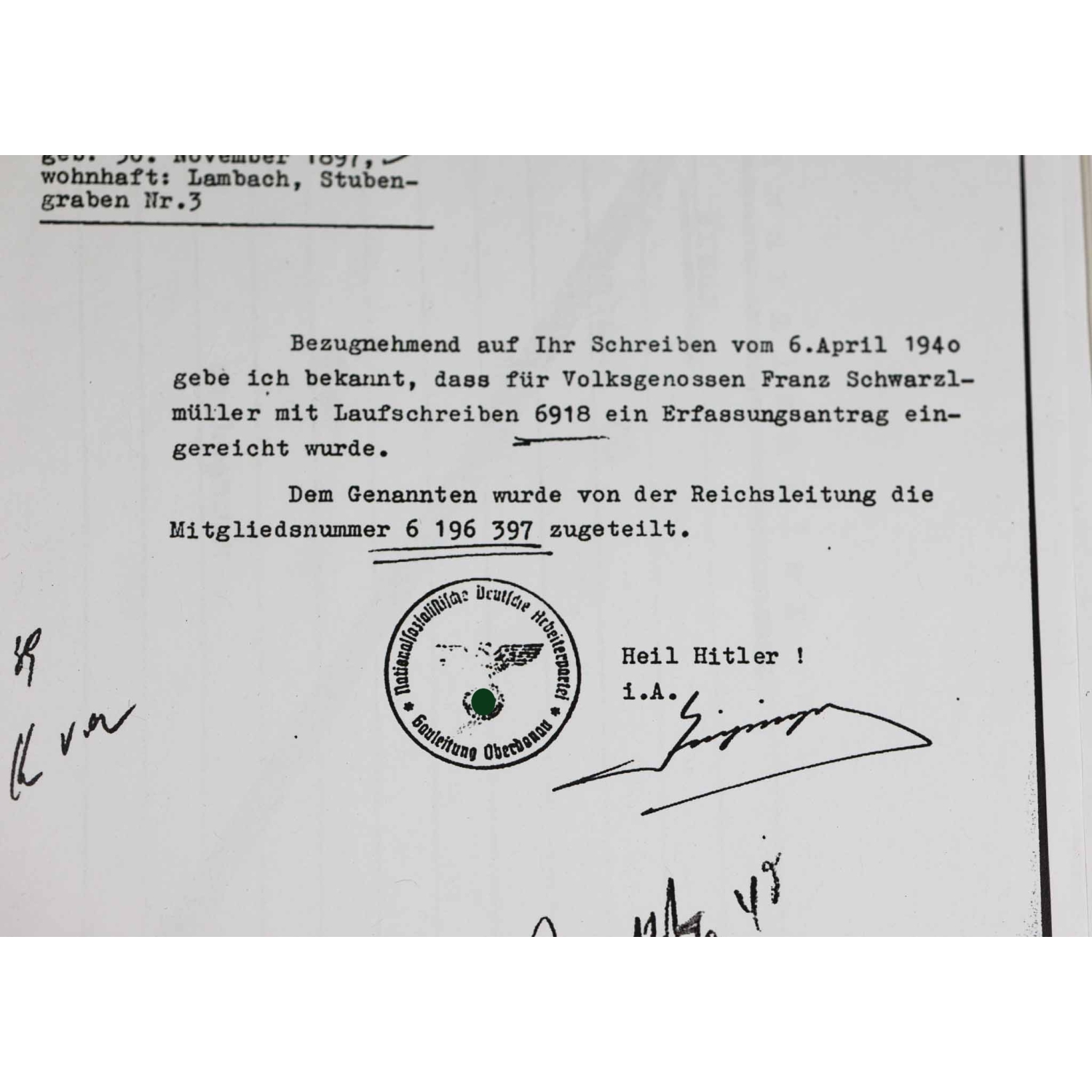 Blutorden Nachlass Verleihungsnummer "3431" Trägernamen + Nachweise (Juliputsch) Ehrenzeichen vom 9. November 1923, selten! Blutorden Nachlass Verleihungsnummer "3431" Trägernamen + Nachweise (Juliputsch) Ehrenzeichen vom 9. November 1923, selten!