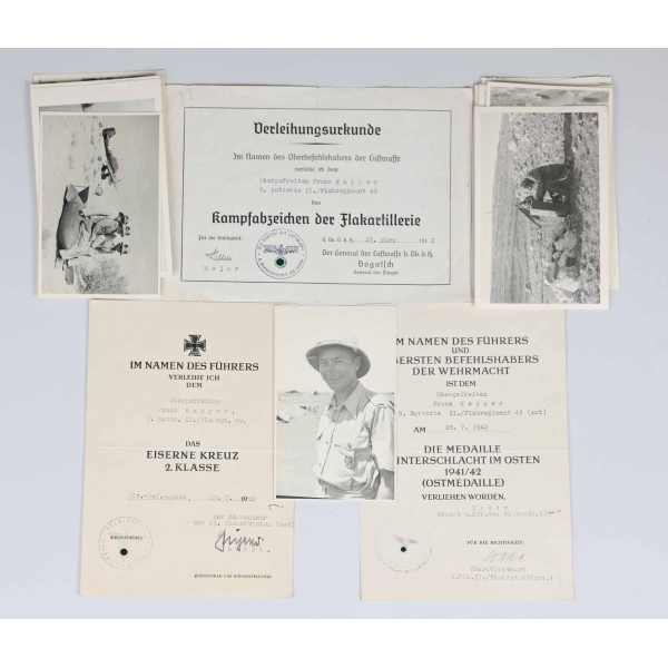 Luftwaffe Flak Nachlass Obergefreiter mit verliehenen Flakkampfabzeichen (Afrika)