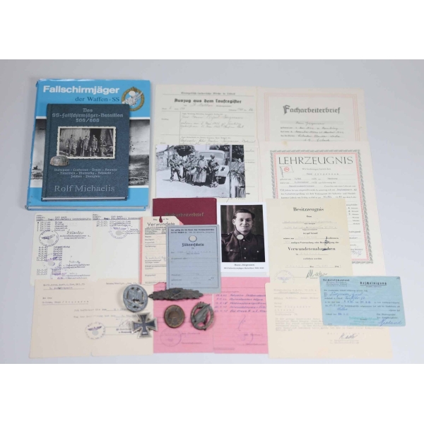 Vollständiger SS-Fallschirmjäger Nachlass 3/SS-Fallschirmjägerbataillon 600 Rottenführers mit Heeresspringerabzeichen (Kraljevo)
