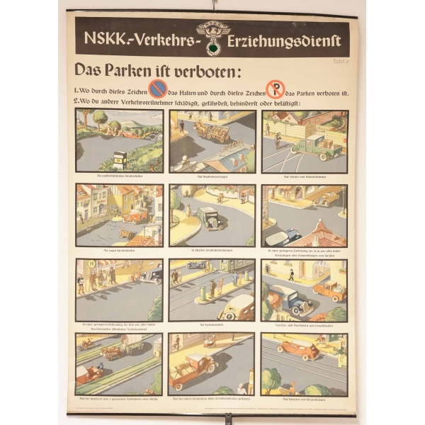 3.Reich Original Plakat "NSKK Verkehrs-Erziehungsdienst" Tafel 6