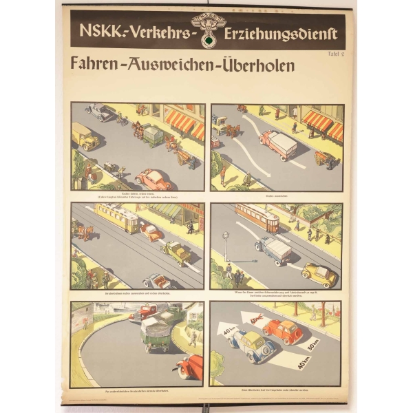 3.Reich Original Plakat "NSKK Verkehrs-Erziehungsdienst" Tafel 2