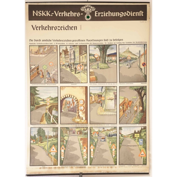 3.Reich Original Plakat "NSKK Verkehrs-Erziehungsdienst" Tafel 11