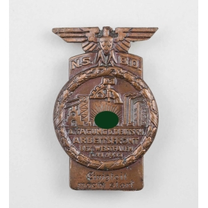 3.Reich NSBO Abzeichen "1. Tagung der Deutschen Arbeitsfront Bez. Westfalen 5.11.1933"