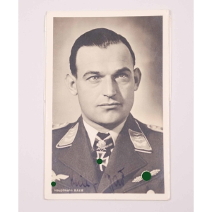 Original Signatur Eichenlaub m. Schwerter Träger Hauptmann Heinz Baer
