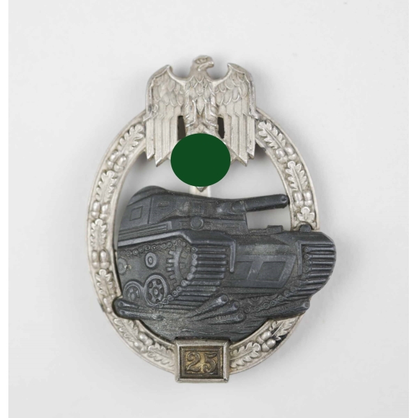 Panzerkampfabzeichen in Silber mit Einsatzzahl "25" Hst. JFS