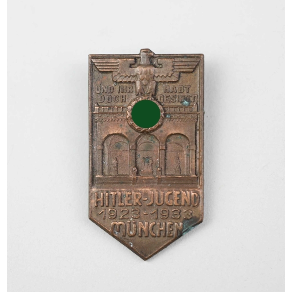 HJ-Abzeichen 1923-33 München "Und Ihr Habt Doch Gesiegt" massiv gefertigt, selten!