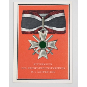3.Reich Postkarte Ritterkreuz des Kriegsverdienstkreuzes mit Schwertern