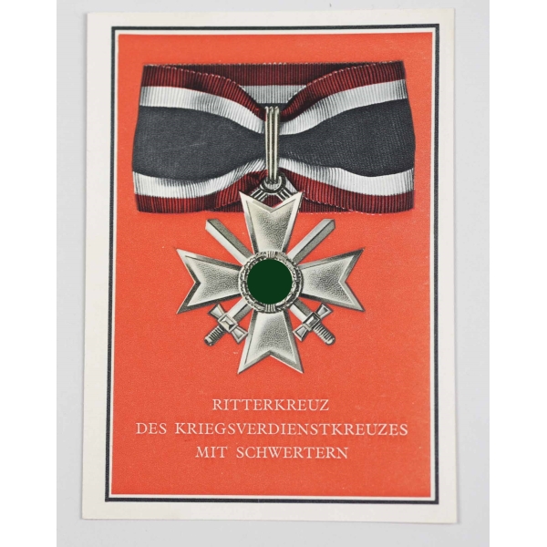 3.Reich Postkarte Ritterkreuz des Kriegsverdienstkreuzes mit Schwertern