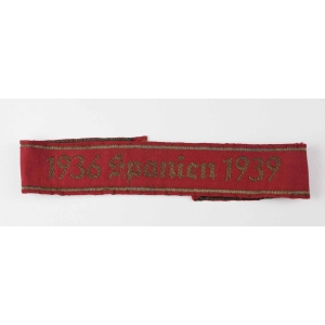 3.Reich Ärmelband "1936 Spanien 1939" Ausführung für Offiziere, Zustand 1 MINT, extrem selten!