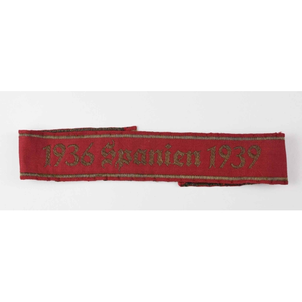 3.Reich Ärmelband "1936 Spanien 1939" Ausführung für Offiziere, Zustand 1 MINT, extrem selten!