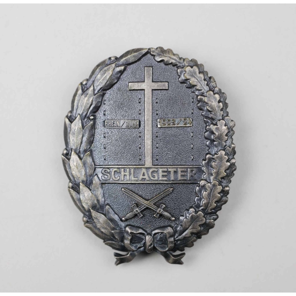 Freikorps Abzeichen Schlageter Schlageterschild für Kämpfer "Rhein/Ruhr 1923/24"  Zustand 1