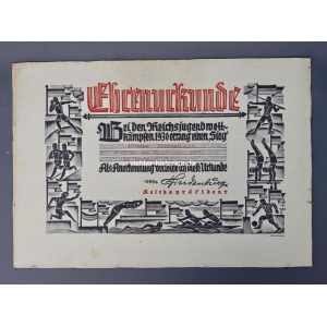 Ehrenurkunde Reichsjugend Wettkämpfen
