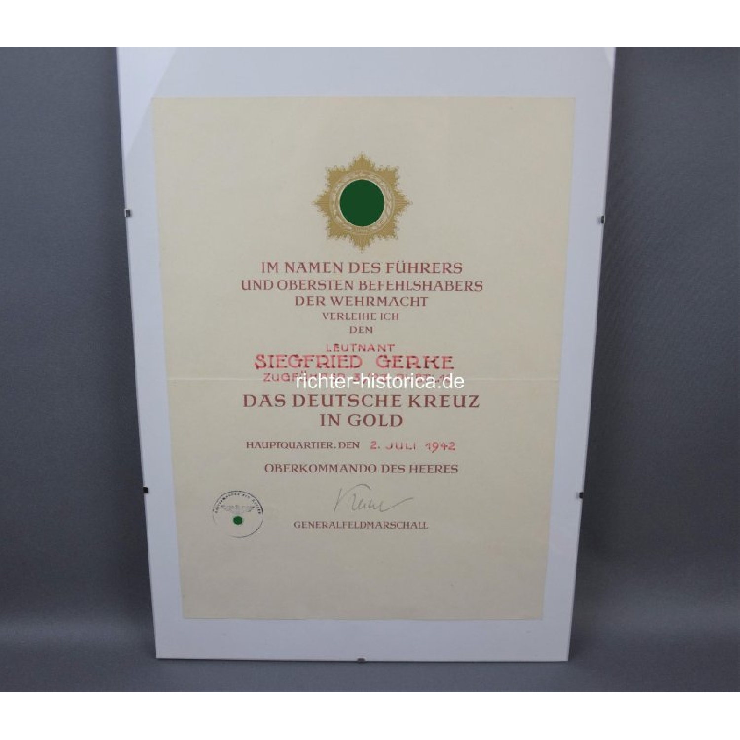 Ritterkreuznachlass Siegfried Gerke Mindener Pionier 3./Panzer-Pionier-Bataillon 16, mit "L/52 900" RK extrem selten!