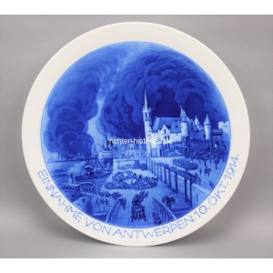 Meissen Patriotischer Porzellanteller "Einnahme von Antwerpen 10.Okt.1914"